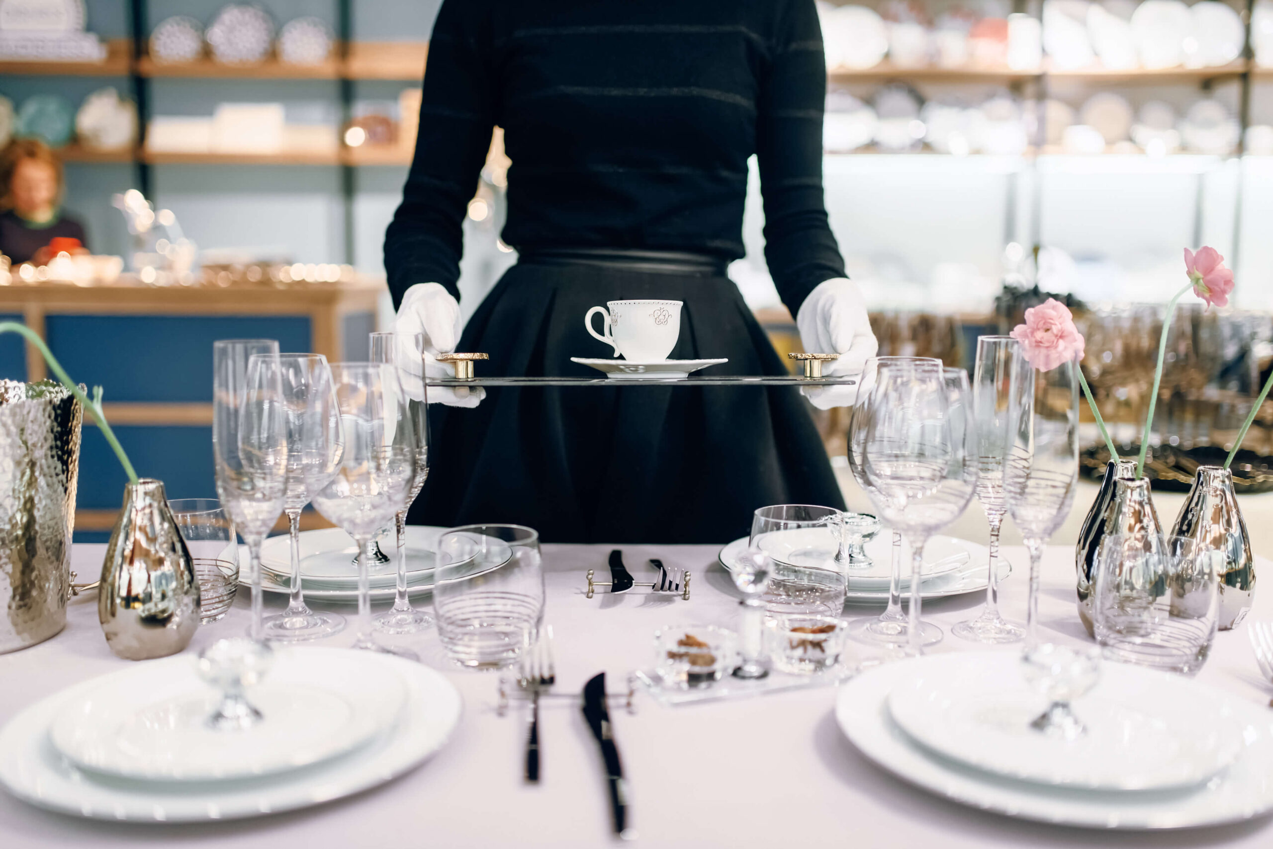 dinner, table, setting, plate, restaurant, food, glass, white, waitress, serving, server, party, service, dining, decoration, napkin, banquet, meal, lunch, event, celebration, fork, elegant, cutlery, dish, wine, background, silverware, wedding, set, knife, holiday, luxury, interior, empty, tablecloth, female, waiter, decor, festive, romantic, woman, cafe, tableware, drink, silver, kitchen, menu, preparation